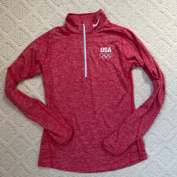 USA Olympic Nike Womens Dri-Fit Heathered Element 1/2 Zip, Size Small - Picture 2 of 9